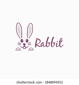 Rabbit head Logo. Cute cartoon bunny vector illustration