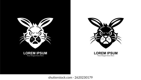 Rabbit head logo design with angry expression