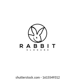 Rabbit Head Logo Design Black Vector Art