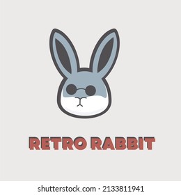 Rabbit Head Logo In Distinctive Retro Color