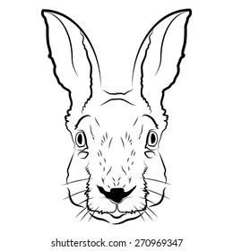 Rabbit head logo or icon in white for a mascot and T-shirt graphic.