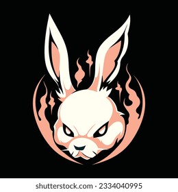 Rabbit Head Mascot Logo for Esport. Rabbit T-shirt Design. Bunny Logo. Rabbit Sticker