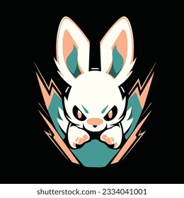 Rabbit Head Mascot Logo for Esport. Rabbit T-shirt Design. Bunny Logo. Rabbit Sticker