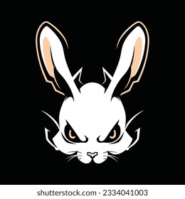 Rabbit Head Mascot Logo for Esport. Rabbit T-shirt Design. Bunny Logo. Rabbit Sticker