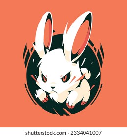 Rabbit Head Mascot Logo for Esport. Rabbit T-shirt Design. Bunny Logo. Rabbit Sticker