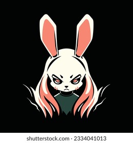 Rabbit Head Mascot Logo for Esport. Rabbit T-shirt Design. Bunny Logo. Rabbit Sticker