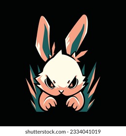 Rabbit Head Mascot Logo for Esport. Rabbit T-shirt Design. Bunny Logo. Rabbit Sticker