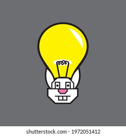 Rabbit head mascot logo and light bulb, suitable for brand logos, business logos, icon images, symbols, etc.