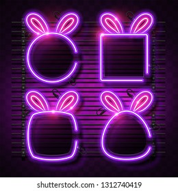 Rabbit head neon banner.