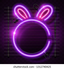 Rabbit head neon banner.