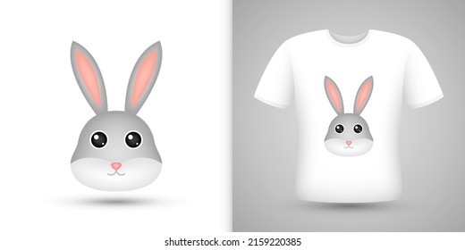 Rabbit head on white shirt