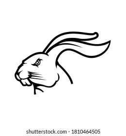 Rabbit Head Outline Cartoon logo Template