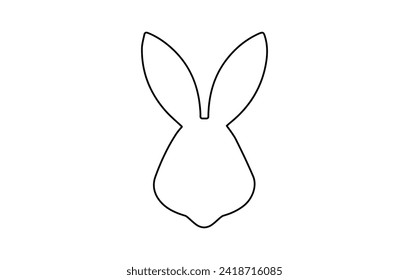 Rabbit head outline. Easter Bunny. Isolated on white background. Simple black icon of hare. Cute animal. Ideal for logo, emblem, pictogram, print, design element for greeting card, invitation