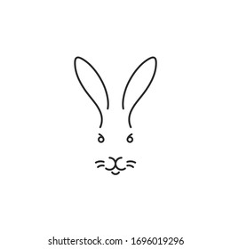 Rabbit head. Outline style. Easter bunny. Isolated rabbit on white background