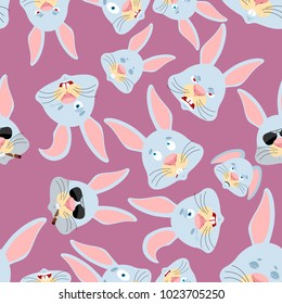 Rabbit head pattern. Hare background. Ornament face animal. Easter Vector illustration 