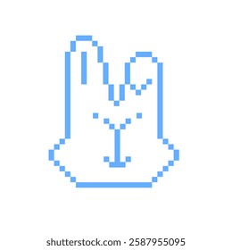 Rabbit head in pixel art style on a white isolated background. Vector bit illustration