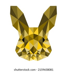 Rabbit head portrait with low poly art  design on white background.
