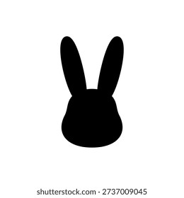 Rabbit head silhouette icon with no face. Bunny with long ears. Vector illustration on white background.