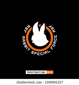 Rabbit head silhouette logo for gamer gaming squad e-sport team in flat icon illustration symbol