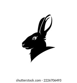 rabbit head silhouette, simple rabbit illustration.