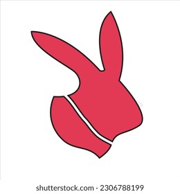 Rabbit head silhouette in vector. Easter bunny. Can be used as a stencil or template for festive decorations, postcards, shop windows, logos, etc.