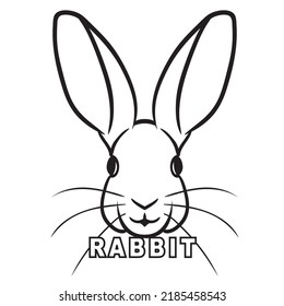 dibujo de línea simple de cabeza de conejo para logotipo, ilustración vectorial