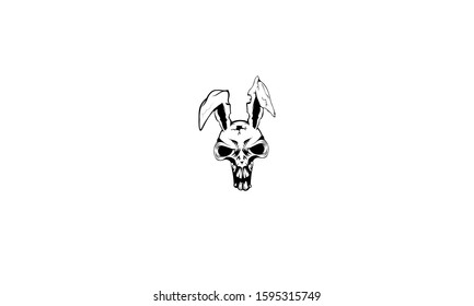 rabbit head. skull of a hare. drawing for a tattoo. logo with a rabbit -vector