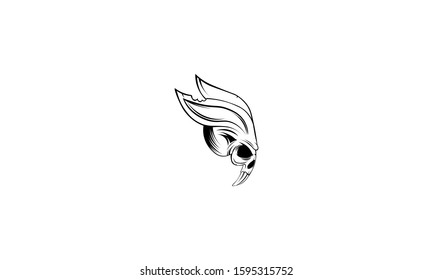 rabbit head. skull of a hare. drawing for a tattoo. logo with a rabbit. half-face. -vector