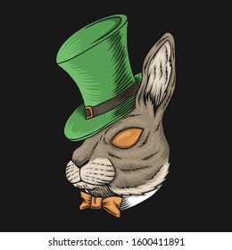 Rabbit head St. patrick's day vector illustration for your company or brand