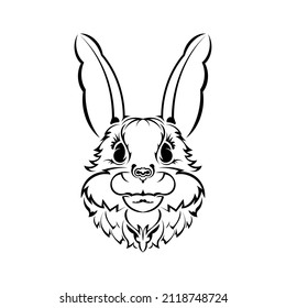 Rabbit head tattoo. Isolated symbol of 2023. Vector illustration.