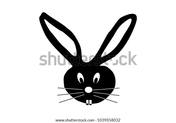 Rabbit Head Vector Illustration Black White Stock Vector (Royalty Free ...