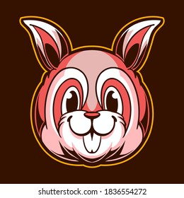 rabbit head vector illustration isolated on dark background