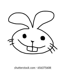 rabbit head - vector illustration sketch hand drawn with black lines, isolated on white background