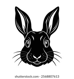 Rabbit head vector silhouette art illustration
