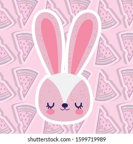 rabbit head with watermelon slices background, vector illustration for baby shower