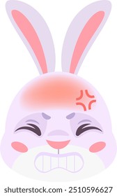 Rabbit with headache. Bunny head emoji. Migraine icon isolated on white background