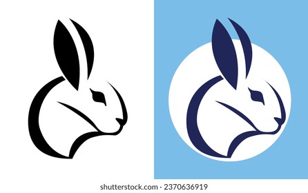 Rabbit heads, colour vector illustration, mascot logo