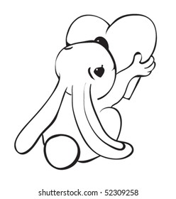 Rabbit with a heart. A contour.