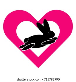 Rabbit with heart symbol. Vector illustration.