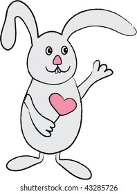 Rabbit with heart. Vector.