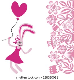Rabbit with heart vector illustration