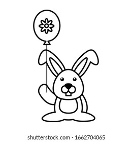 rabbit with helium balloon on white background vector illustration design