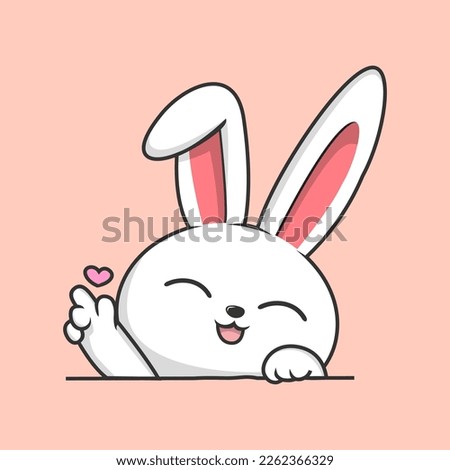 Rabbit Hiding in the Ground - Cute Bunny Hide Cartoon with Love Hand