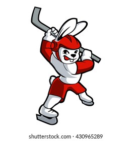 rabbit hockey cartoon.