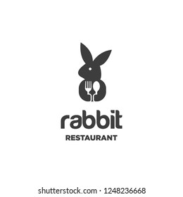 rabbit hold fork and spoon logo icon vector inspiration