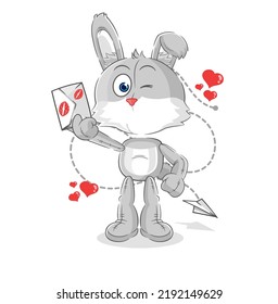 the rabbit hold love letter illustration. character vector