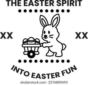 A rabbit is holding a basket of eggs and the Easter Spirit