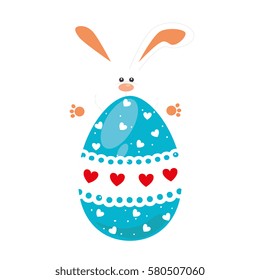 rabbit holding big easter eggs design