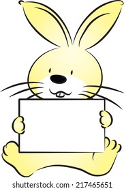 rabbit holding blank paper