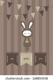 rabbit holding cake poster template vector/illustration / layout design/ background/ greeting card
